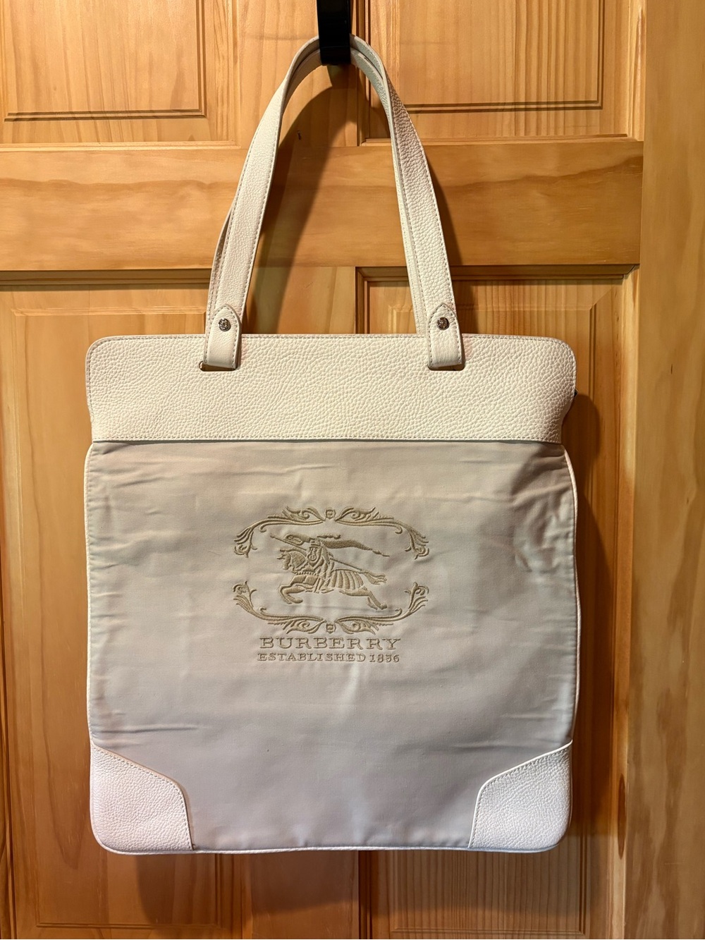 Vintage Burberry Cream Canvas Stowel Roll Up Tote Bag